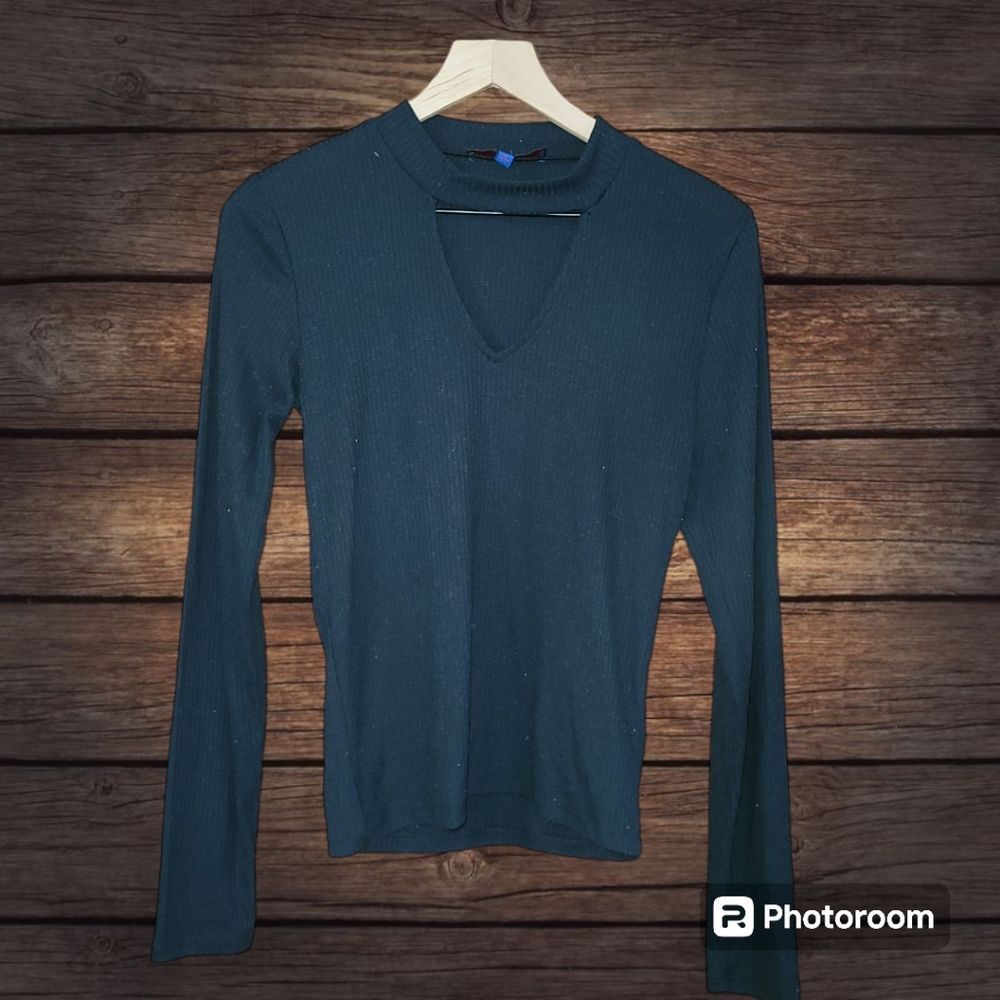 Aeropostale Cut Out Mock Neck Long Sleeve Shirt Size L